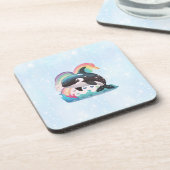 Niedlich Kawaii Orca Killer Whale Rainbows Schmett Getränkeuntersetzer (Linke Seite)