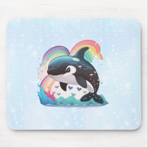 Niedlich Kawaii Orca Killer Whale Rainbows Schmett Mousepad