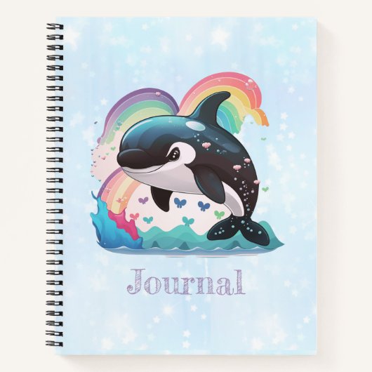 Niedlich Kawaii Orca Killer Whale Rainbows Schmett Notizblock (Vorderseite)