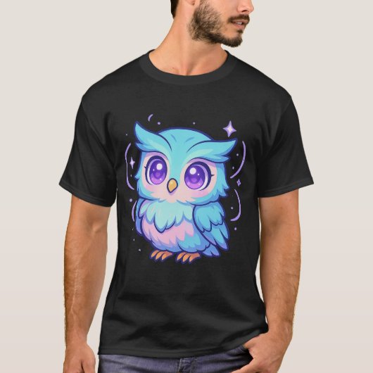 Niedlich Kawaii Owl Cartoon Pastel T - Shirt (Vorderseite)