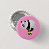Niedlich Kawaii Panda auf Ball Button (Vorne & Hinten)