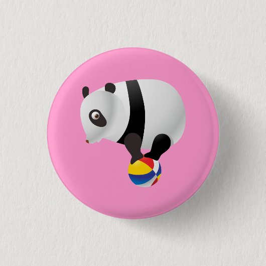 Niedlich Kawaii Panda auf Ball Button (Vorderseite)