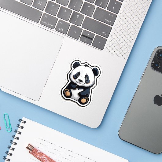 Niedlich Kawaii Panda Aufkleber (Laptop mit iPhone)