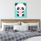Niedlich Kawaii Panda Bear Pink Herz Leinwanddruck (Insitu (Schlafzimmer))