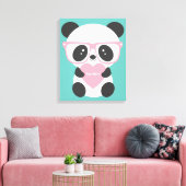 Niedlich Kawaii Panda Bear Pink Herz Leinwanddruck (Insitu (Wohnzimmer))