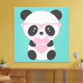Niedlich Kawaii Panda Bear Pink Herz Leinwanddruck (Insitu (Wohnzimmer))