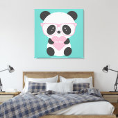 Niedlich Kawaii Panda Bear Pink Herz Leinwanddruck (Insitu (Schlafzimmer))