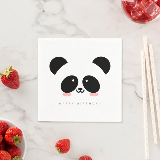 Niedlich Kawaii Panda Fügen Sie Ihren Gruß hinzu Serviette (Beispiel)