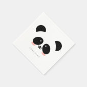Niedlich Kawaii Panda | Name hinzufügen Serviette (Ecke)