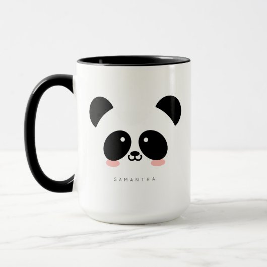 Niedlich Kawaii Panda | Name hinzufügen Tasse (Links)