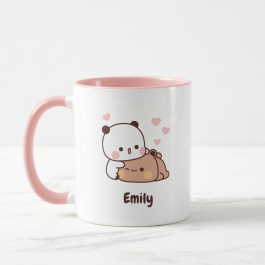 Niedlich Kawaii Panda | Personalisiert Name hinzuf Tasse (Links)