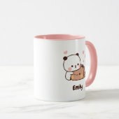 Niedlich Kawaii Panda | Personalisiert Name hinzuf Tasse (VorderseiteRechts)