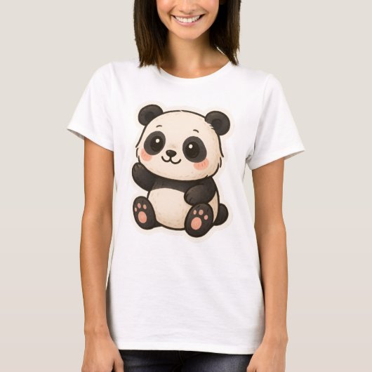 Niedlich Kawaii Panda T - Shirt (Vorderseite)