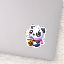 Niedlich Kawaii Panda trinkt Boba Bubble Tea Kawai Aufkleber