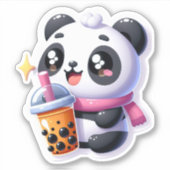 Niedlich Kawaii Panda trinkt Boba Bubble Tea Kawai Aufkleber (Vorderseite)