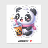 Niedlich Kawaii Panda trinkt Boba Bubble Tea Kawai Aufkleber (Blatt)