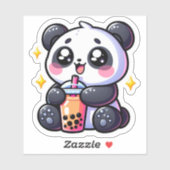 Niedlich Kawaii Panda trinkt Boba Bubble Tea Kawai Aufkleber (Blatt)