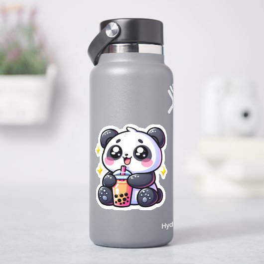 Niedlich Kawaii Panda trinkt Boba Bubble Tea Kawai Aufkleber (HydroFlask)