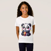 Niedlich Kawaii Panda trinkt Boba Bubble Tea Kawai T-Shirt (Vorne ganz)