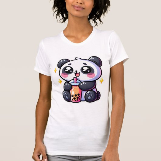 Niedlich Kawaii Panda trinkt Boba Bubble Tea Kawai T-Shirt (Vorderseite)