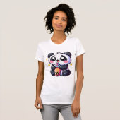 Niedlich Kawaii Panda trinkt Boba Bubble Tea Kawai T-Shirt (Vorne ganz)