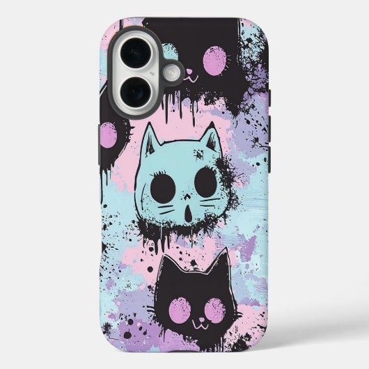 Niedlich Kawaii Pastel Goth Patchwork Creepy Cat Case-Mate iPhone Hülle (Rückseite)