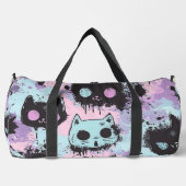 Niedlich Kawaii Pastel Goth Patchwork Creepy Cat Duffle Bag (Vorderseite)