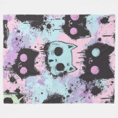 Niedlich Kawaii Pastel Goth Patchwork Creepy Cat Fleecedecke (Vorderseite (Horizontal))