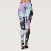 Niedlich Kawaii Pastel Goth Patchwork Creepy Cat Leggings (Rückseite)