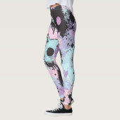 Niedlich Kawaii Pastel Goth Patchwork Creepy Cat Leggings (Links)