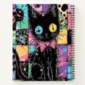 Niedlich Kawaii Pastel Goth Patchwork Creepy Cat Notizblock (Rückseite)
