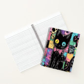Niedlich Kawaii Pastel Goth Patchwork Creepy Cat Notizblock (Innenseite)