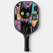Niedlich Kawaii Pastel Goth Patchwork Creepy Cat Pickleball Schläger (Vorderseite)