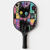 Niedlich Kawaii Pastel Goth Patchwork Creepy Cat Pickleball Schläger (Rückseite)