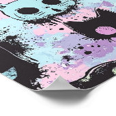 Niedlich Kawaii Pastel Goth Patchwork Creepy Cat Poster (Ecke)