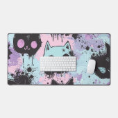 Niedlich Kawaii Pastel Goth Patchwork Creepy Cat Schreibtischunterlage (Tastatur & Maus)