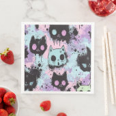 Niedlich Kawaii Pastel Goth Patchwork Creepy Cat Serviette (Beispiel)