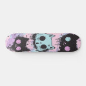 Niedlich Kawaii Pastel Goth Patchwork Creepy Cat Skateboard (Horizontal)