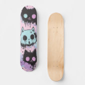 Niedlich Kawaii Pastel Goth Patchwork Creepy Cat Skateboard (Vorderseite)