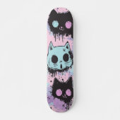 Niedlich Kawaii Pastel Goth Patchwork Creepy Cat Skateboard (Vorne)