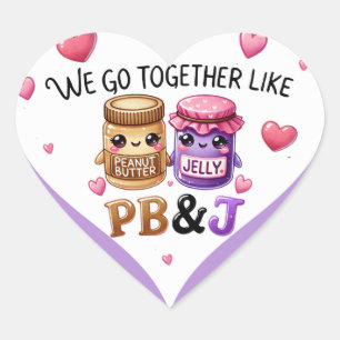 Niedlich Kawaii Peanut Butter und Jelly Herz-Aufkleber