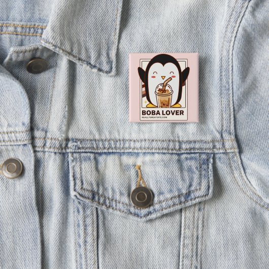 Niedlich Kawaii Penguin Boba Lover Button (Beispiel)