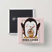 Niedlich Kawaii Penguin Boba Lover Button (Vorne & Hinten)