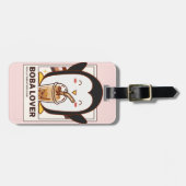 Niedlich Kawaii Penguin Boba Lover Gepäckanhänger (Vorderseite horizontal)
