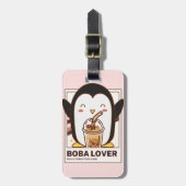 Niedlich Kawaii Penguin Boba Lover Gepäckanhänger (Vorderseite vertikal)