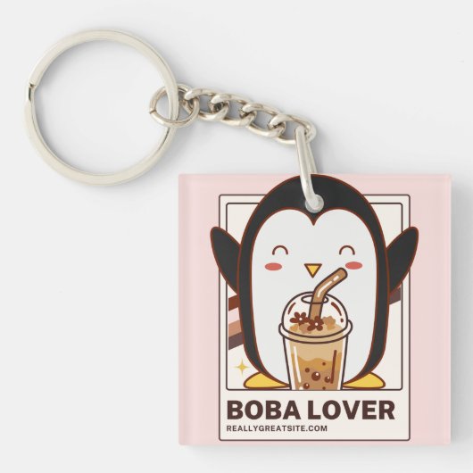 Niedlich Kawaii Penguin Boba Lover Schlüsselanhänger (Vorderseite)