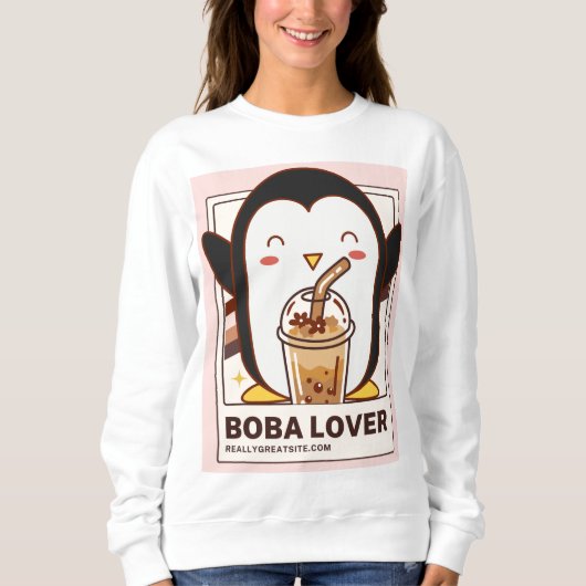 Niedlich Kawaii Penguin Boba Lover Sweatshirt (Vorderseite)