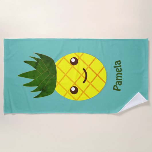 Niedlich Kawaii Pineaple Strandtuch (Vorderseite)