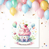 Niedlich Kawaii Pink Cupcake Happy Birthday Karte