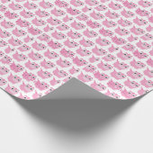 Niedlich Kawaii Pink Dino Geschenkpapier (Ecke)